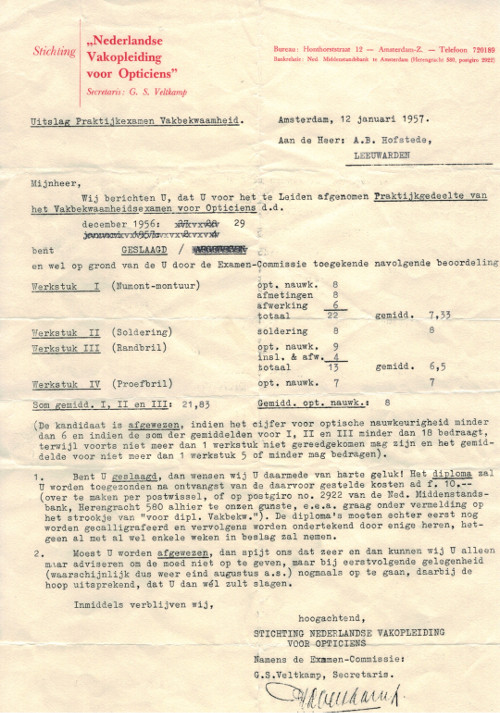 diploma optiek 1957