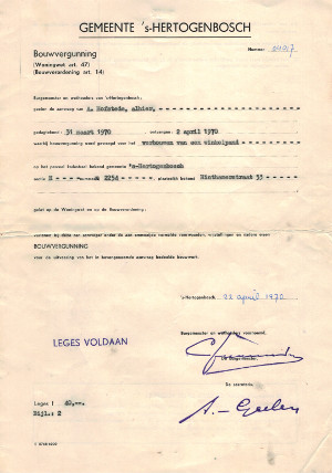 Bouwvergunning 1970